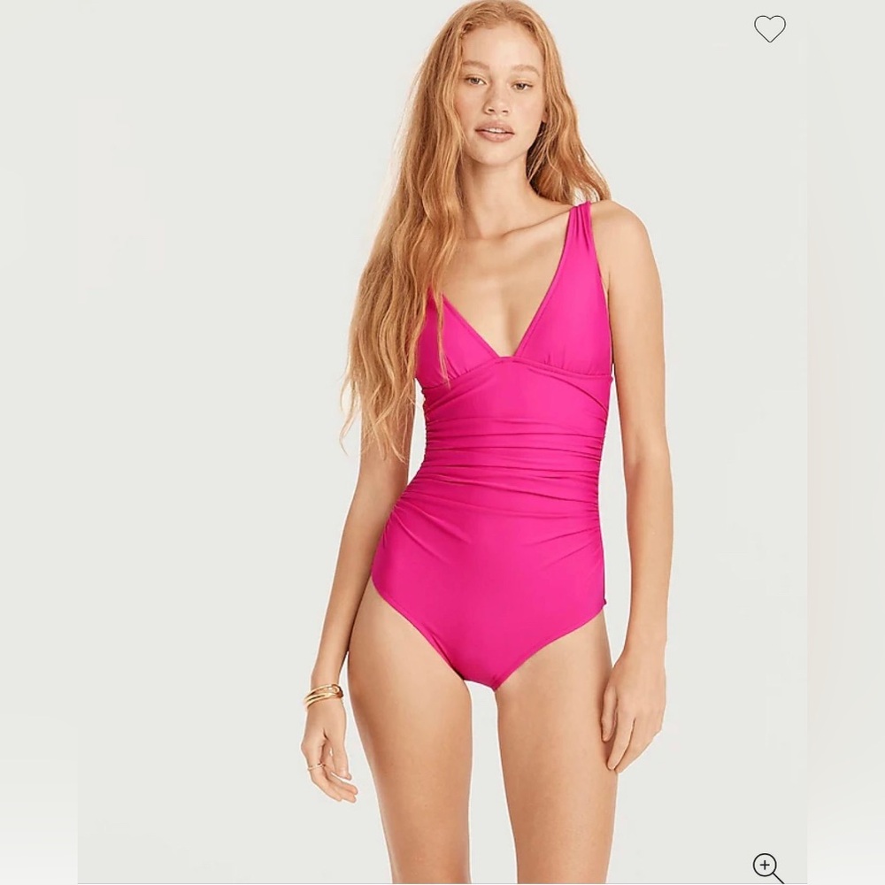 NWT- J Crew Ruched Femme Tank One-Piece Swimsuit in Fuchsia